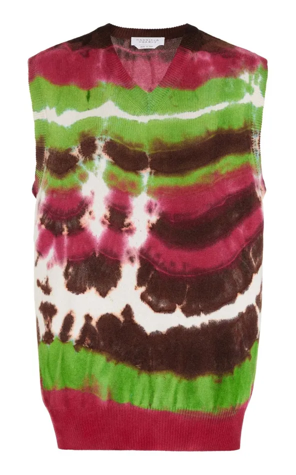Men Tops Gabriela Hearst Fielding Knit Vest In Jewel Tie Dye Cashmere