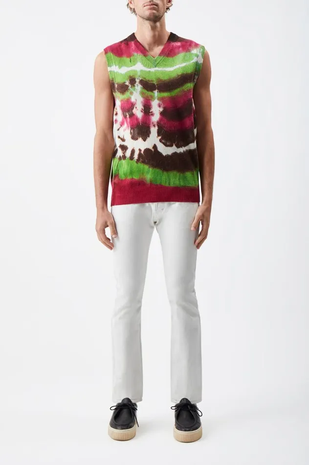 Men Tops Gabriela Hearst Fielding Knit Vest In Jewel Tie Dye Cashmere