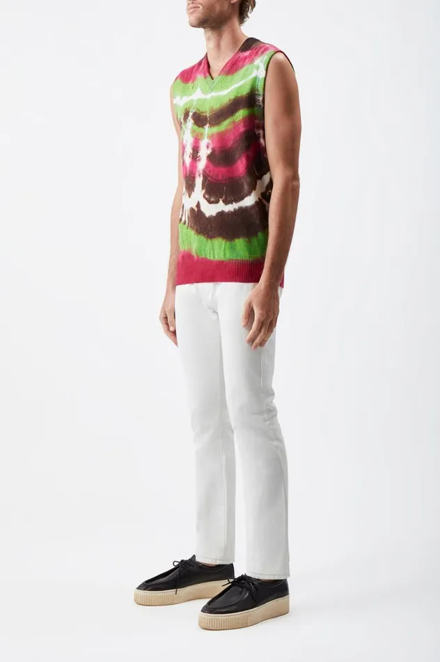 Men Tops Gabriela Hearst Fielding Knit Vest In Jewel Tie Dye Cashmere
