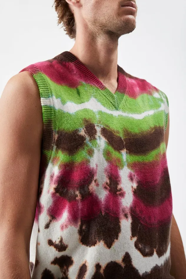 Men Tops Gabriela Hearst Fielding Knit Vest In Jewel Tie Dye Cashmere