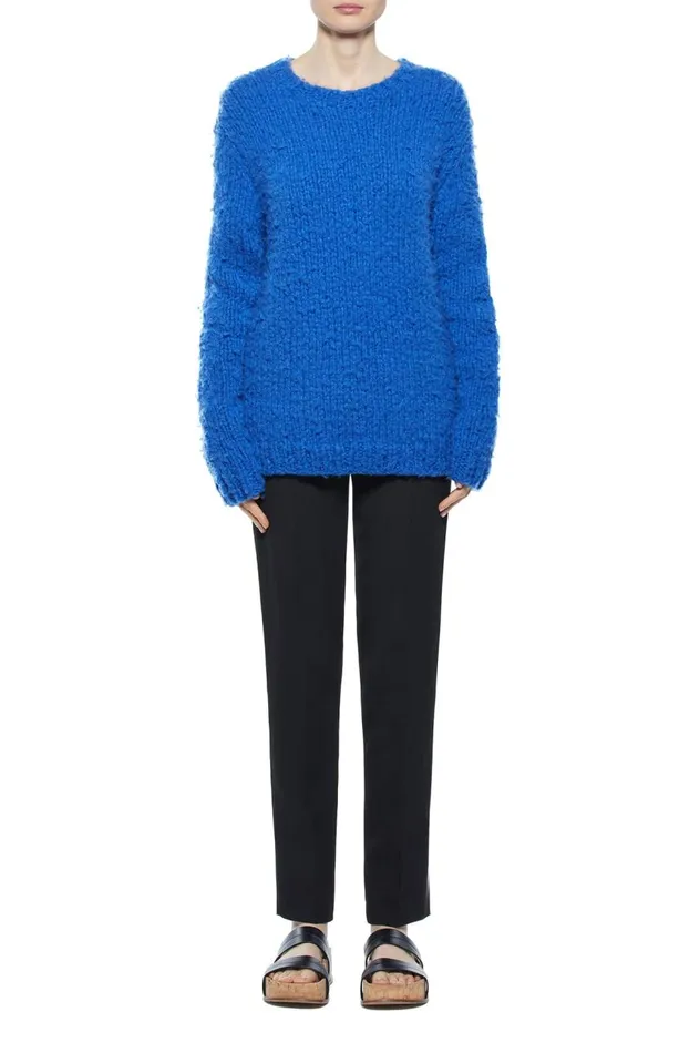Men Tops Gabriela Hearst Lawrence Knit Sweater In Cobalt Welfat Cashmere