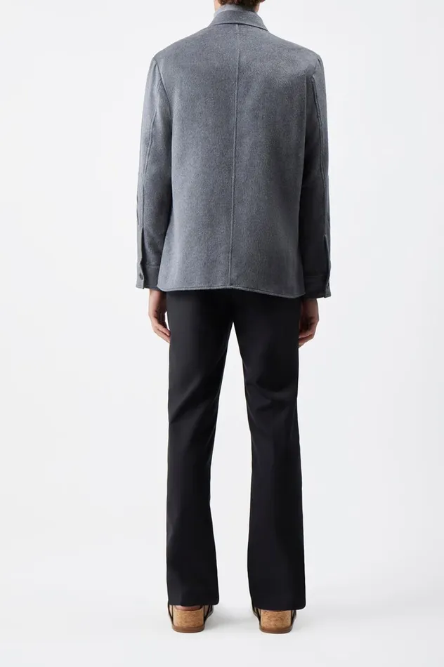 Men Tops Gabriela Hearst Lucas Overshirt In Dark Grey Melange Winter Silk