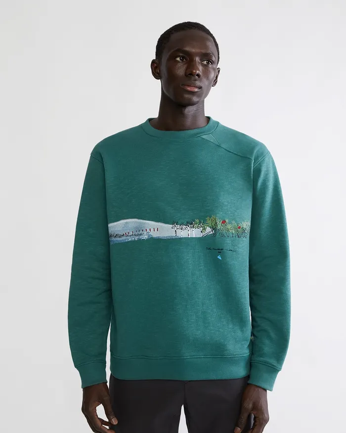 Men Turid Crew Sweater Britta Britta MarakattLabba Deep Green Klttermusen Fleeces and Sweaters