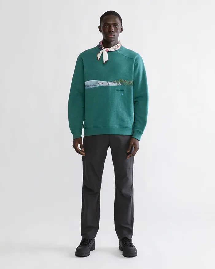 Men Turid Crew Sweater Britta Britta MarakattLabba Deep Green Klttermusen Fleeces and Sweaters
