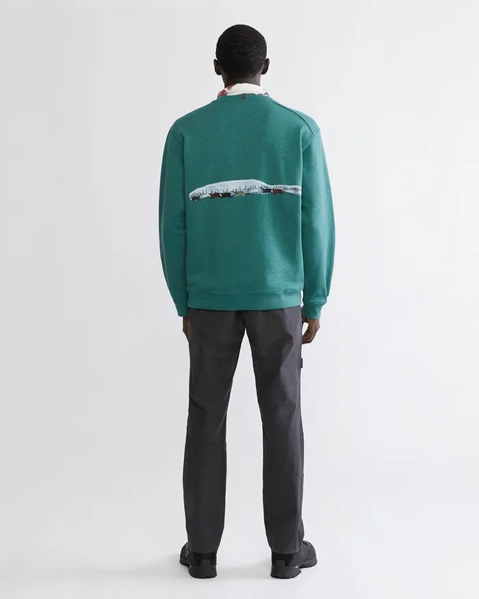 Men Turid Crew Sweater Britta Britta MarakattLabba Deep Green Klttermusen Fleeces and Sweaters
