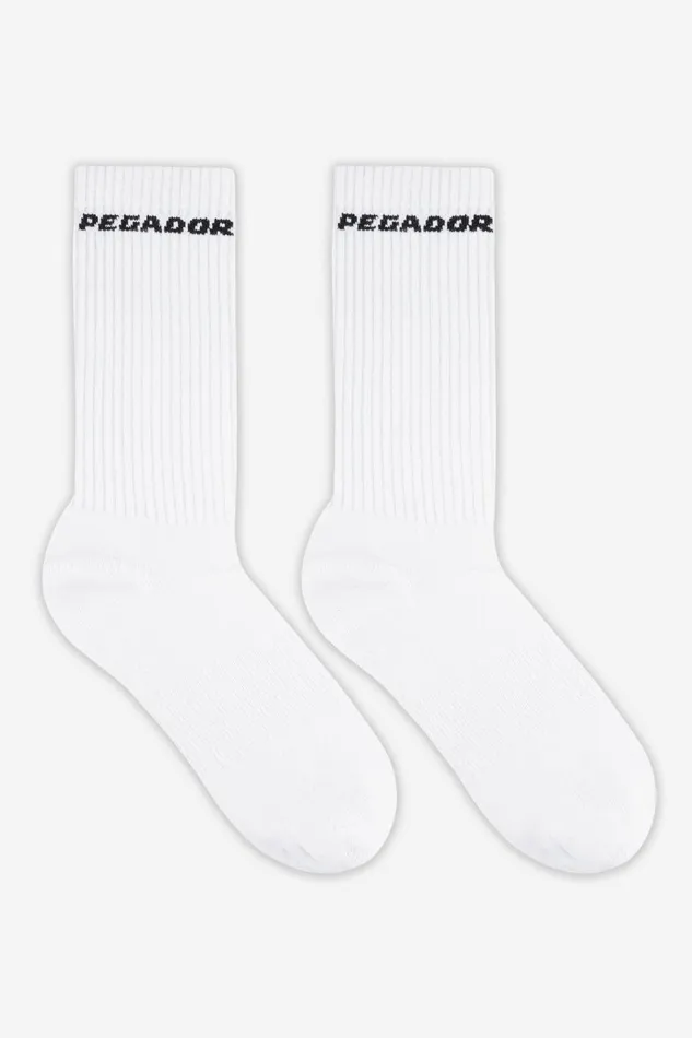 MenWomen Pegador Socken Side Logo Socks White Black