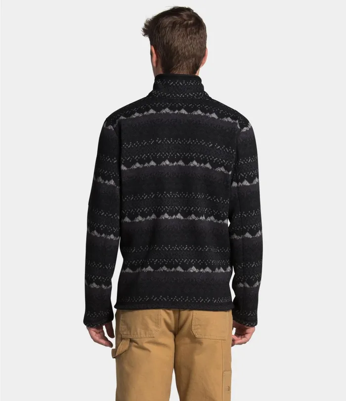 Mens The North Face Fleece Gordon Lyons Novelty Zip Pullover Tnf Black Landscape Print