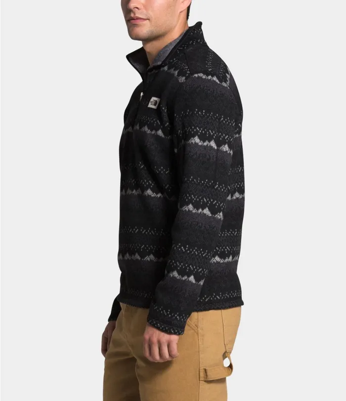 Mens The North Face Fleece Gordon Lyons Novelty Zip Pullover Tnf Black Landscape Print