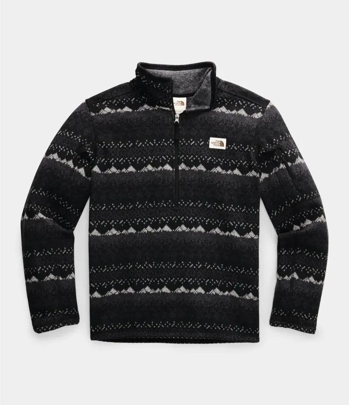 Mens The North Face Fleece Gordon Lyons Novelty Zip Pullover Tnf Black Landscape Print