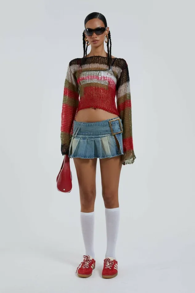 Mercer Backless Shredded Knit Multi Women Jaded London Knitwear Mercer Backless Shredded Knit Multi Women Jaded London Knitwear