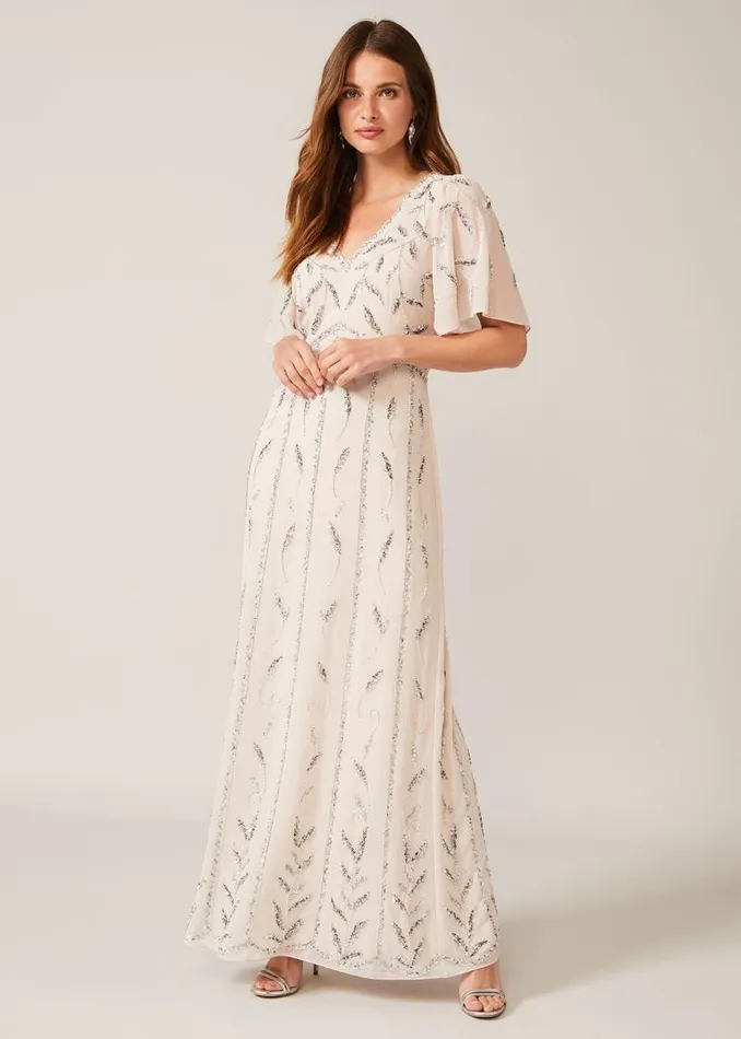 Meredith Embellished Leaf Dress Pearl Women Phase Eight Dresses