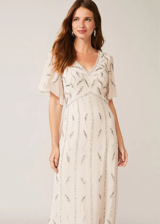Meredith Embellished Leaf Dress Pearl Women Phase Eight Dresses