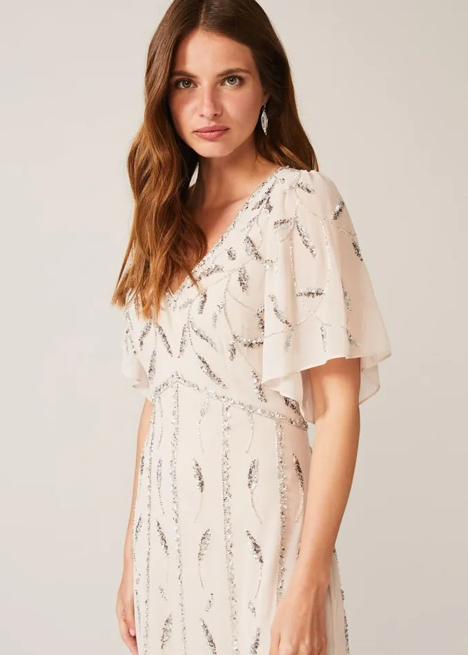 Meredith Embellished Leaf Dress Pearl Women Phase Eight Dresses