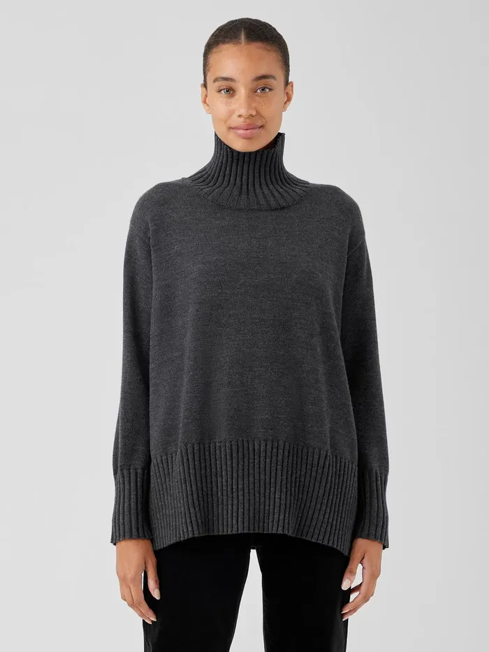 Merino Jersey Turtleneck In Regenerative Wool Charcoal Women Eileen Fisher Sweaters and Cardigans Merino Jersey Turtleneck In Regenerative Wool Charcoal Women Eileen Fisher Sweaters and Cardigans