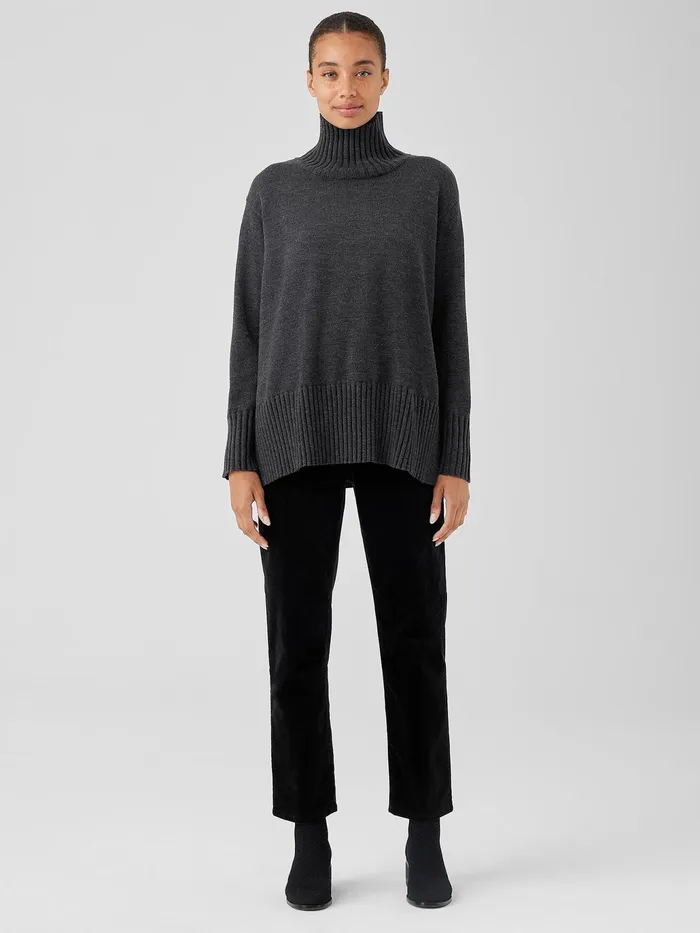 Merino Jersey Turtleneck In Regenerative Wool Charcoal Women Eileen Fisher Sweaters and Cardigans