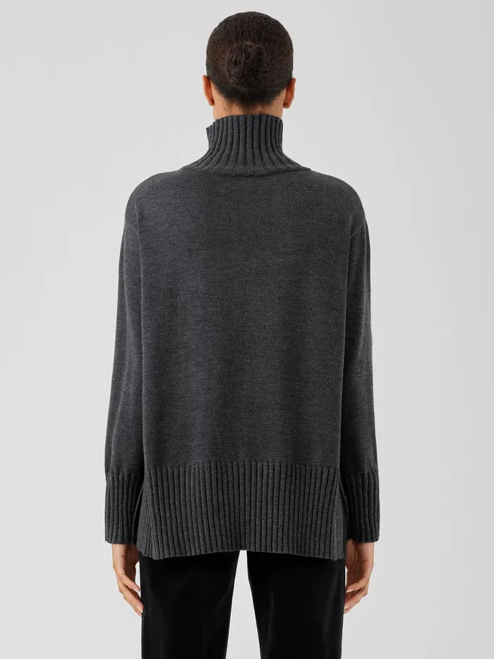 Merino Jersey Turtleneck In Regenerative Wool Charcoal Women Eileen Fisher Sweaters and Cardigans