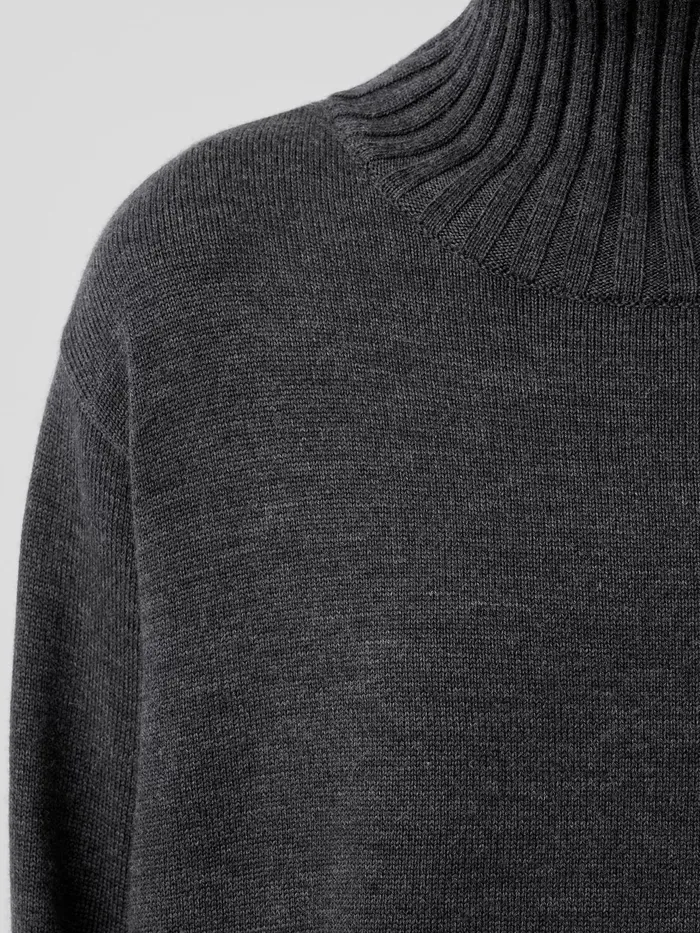 Merino Jersey Turtleneck In Regenerative Wool Charcoal Women Eileen Fisher Sweaters and Cardigans