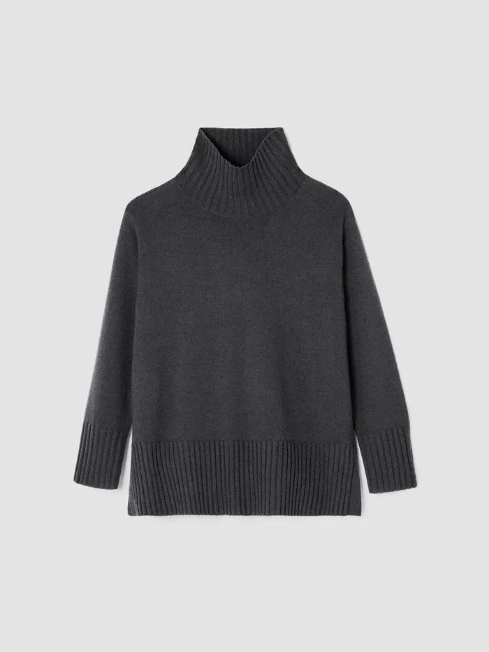 Merino Jersey Turtleneck In Regenerative Wool Charcoal Women Eileen Fisher Sweaters and Cardigans