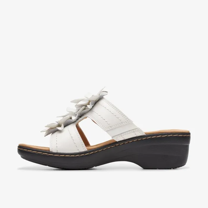 Merliah Raelyn White Leather Women Clarks Sandals and Flip Flops