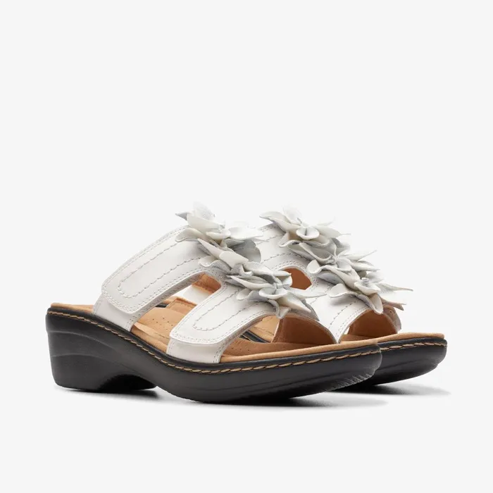 Merliah Raelyn White Leather Women Clarks Sandals and Flip Flops