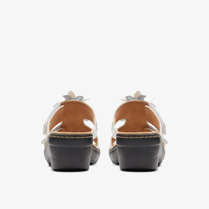 Merliah Raelyn White Leather Women Clarks Sandals and Flip Flops
