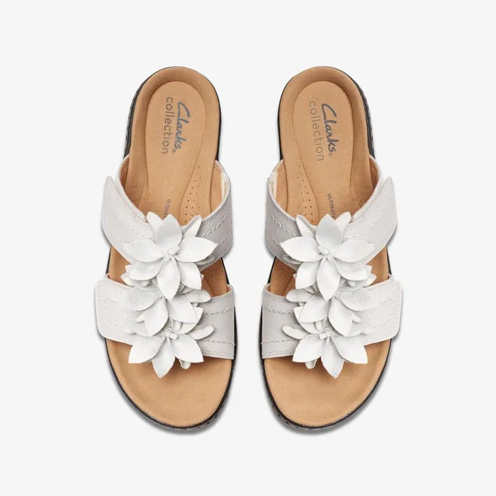 Merliah Raelyn White Leather Women Clarks Sandals and Flip Flops