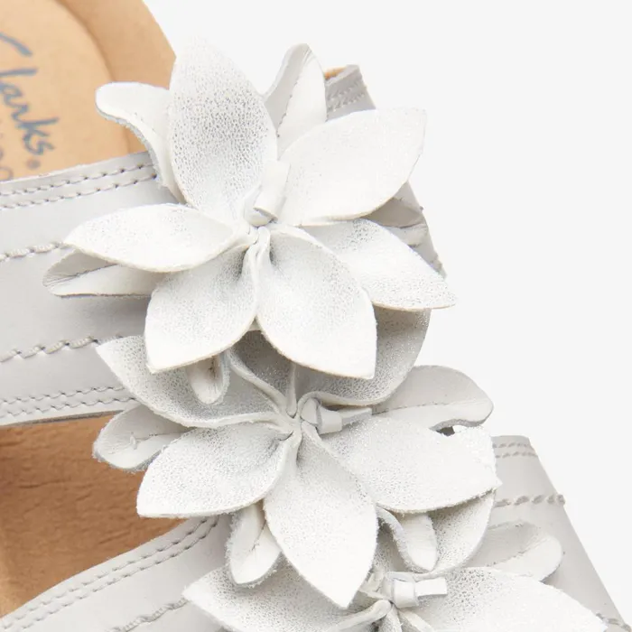 Merliah Raelyn White Leather Women Clarks Sandals and Flip Flops