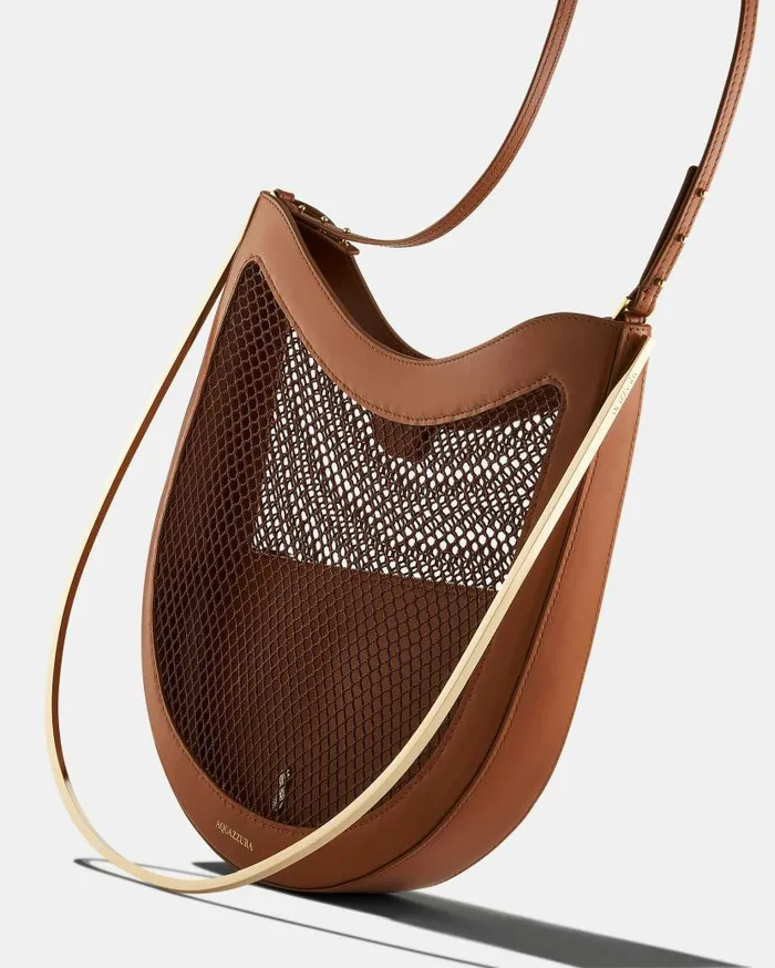 Mesh Purist Hobo Brown Women Aquazzura Shoulder Bags Mesh Purist Hobo Brown Women Aquazzura Shoulder Bags