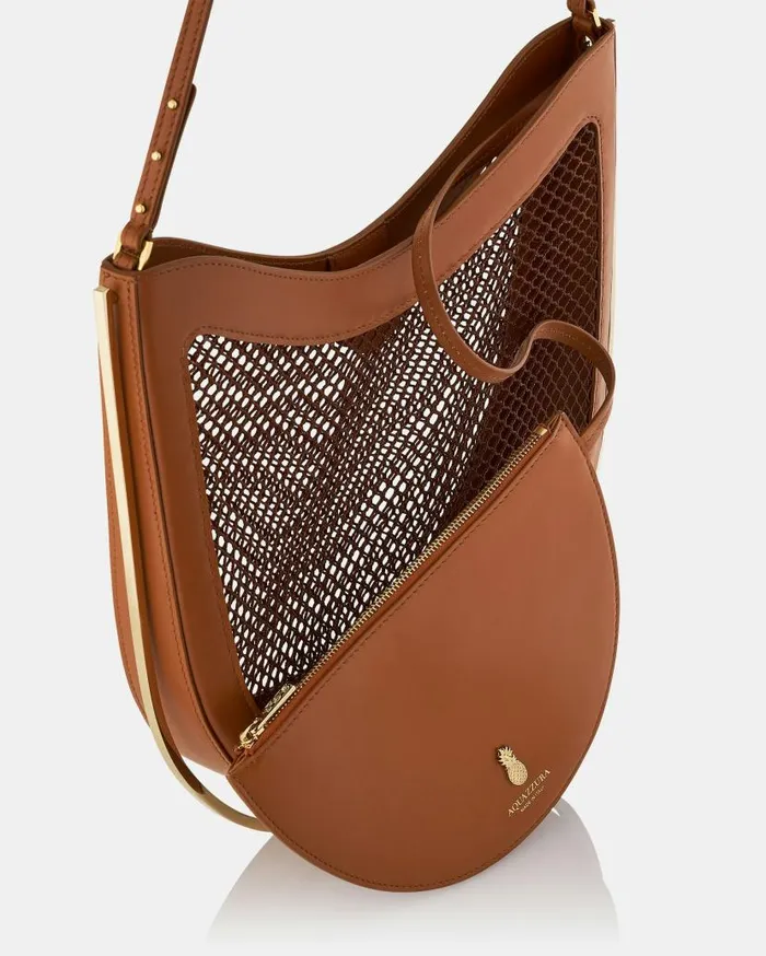 Mesh Purist Hobo Brown Women Aquazzura Shoulder Bags Mesh Purist Hobo Brown Women Aquazzura Shoulder Bags