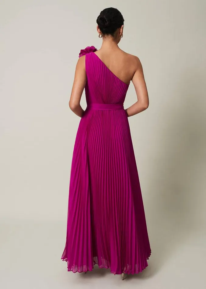 Minnie One Shoulder Pleated Maxi Dress Magenta Women Phase Eight Dresses
