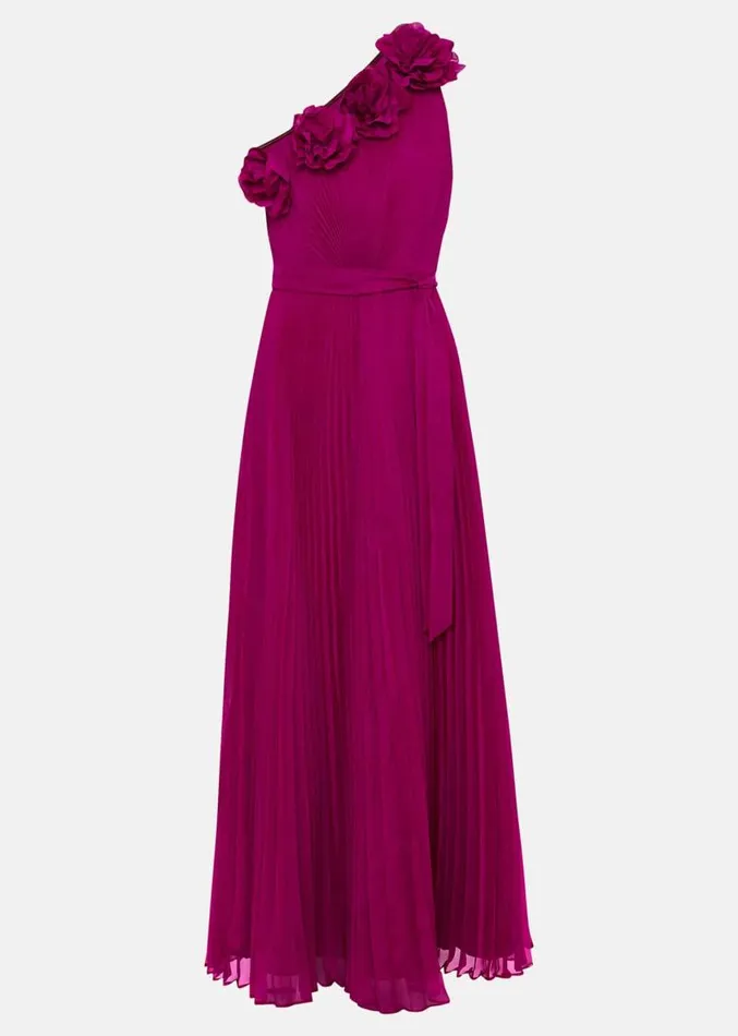 Minnie One Shoulder Pleated Maxi Dress Magenta Women Phase Eight Dresses