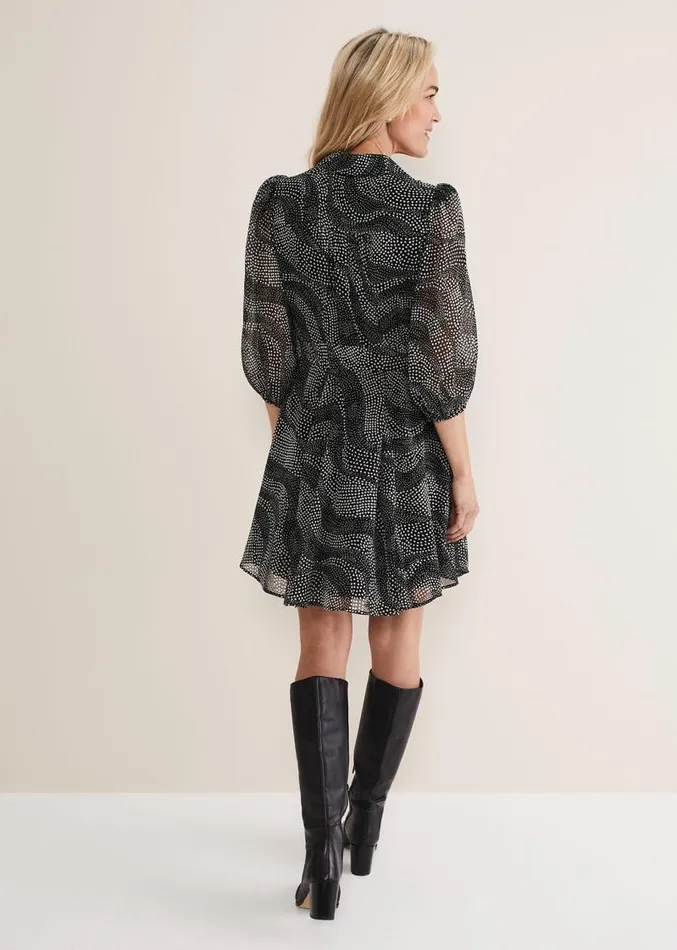 Miriam Chiffon Shirt Mini Dress Blackivory Women Phase Eight Dresses