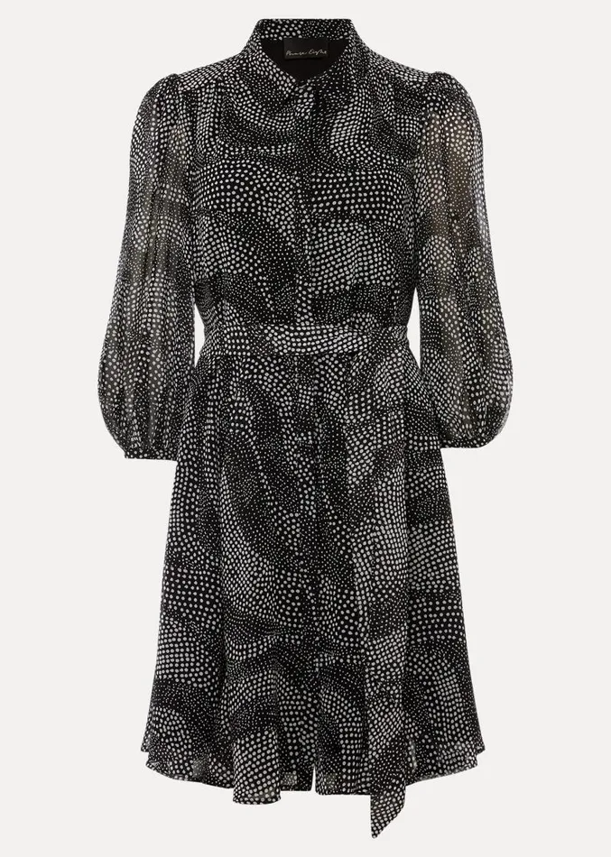 Miriam Chiffon Shirt Mini Dress Blackivory Women Phase Eight Dresses