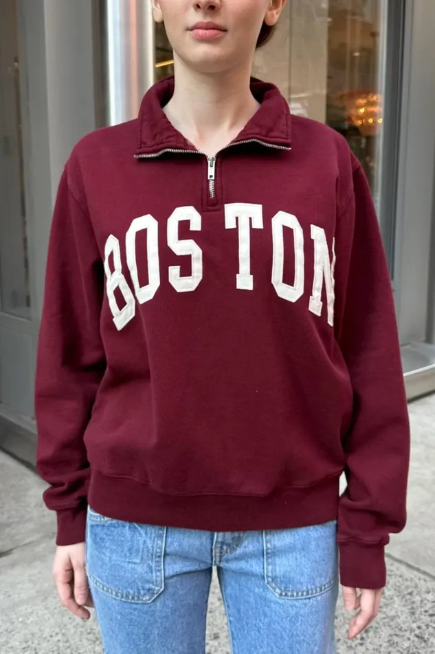 Misty Boston Sweatshirt Burgundy Women Brandy Melville Sweatpants and Sweatshirts