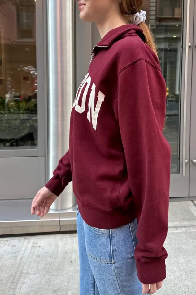 Misty Boston Sweatshirt Burgundy Women Brandy Melville Sweatpants and Sweatshirts