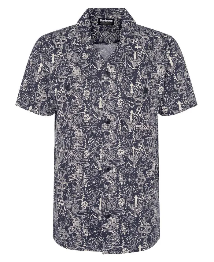 Mitchel Regular ShortSleeved Shirt Classic Navy Men Barbour Shirts