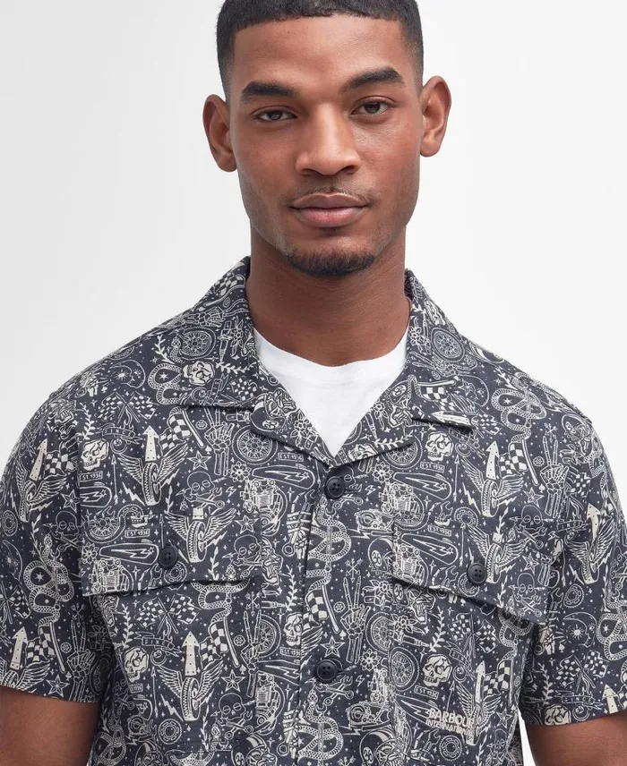 Mitchel Regular ShortSleeved Shirt Classic Navy Men Barbour Shirts