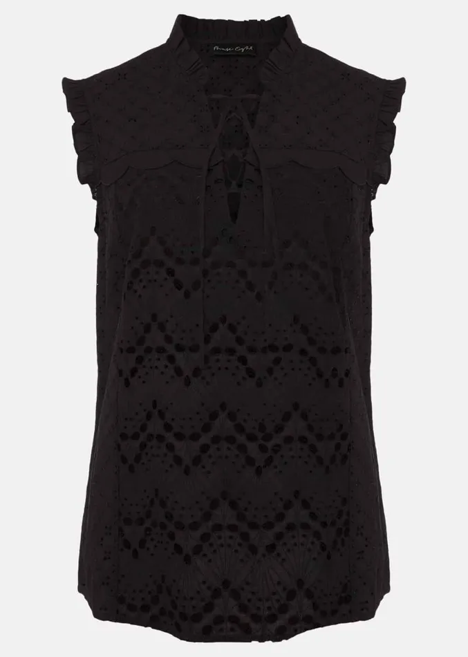 Mollie Broderie Sleeveless Blouse Black Women Phase Eight Shirts and Blouses Mollie Broderie Sleeveless Blouse Black Women Phase Eight Shirts and Blouses