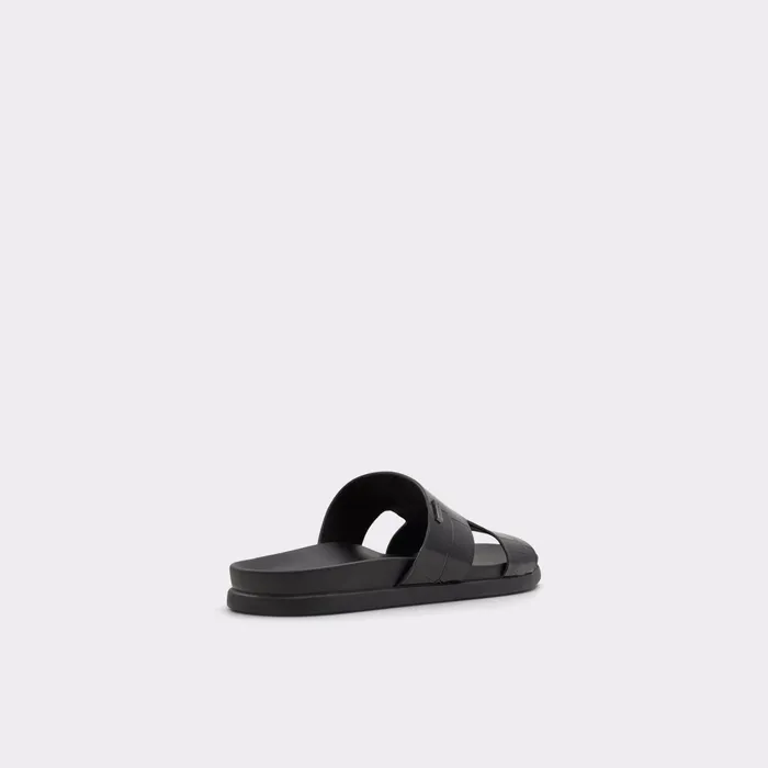 Mondi Black Leather Croco Men ALDO Sandals and Slides