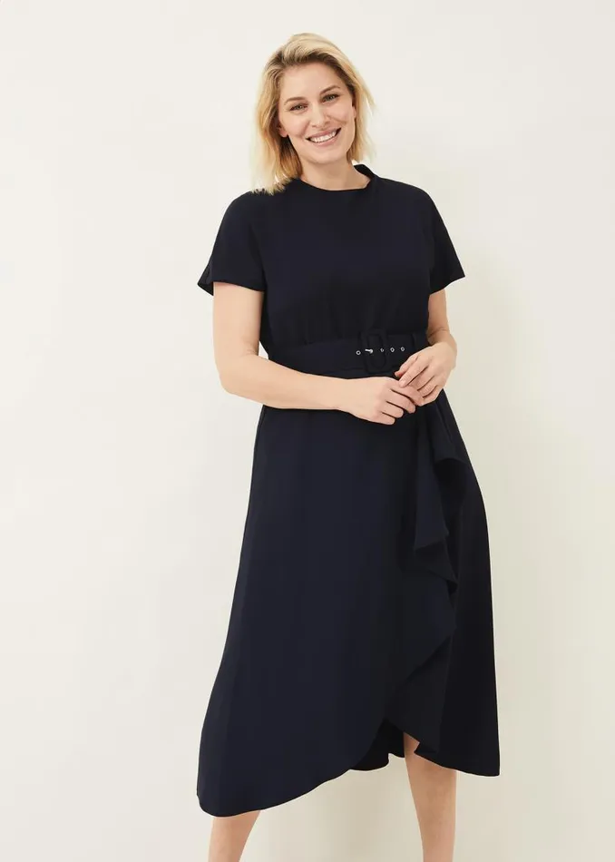 Mylee Belted Dress Navy Women Phase Eight Dresses