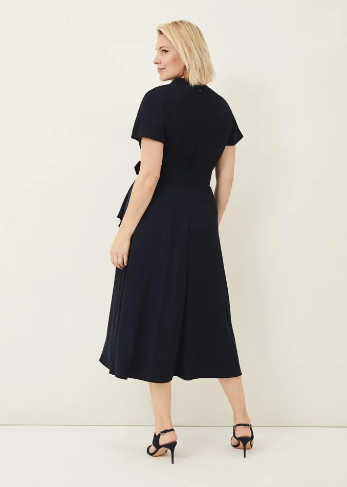Mylee Belted Dress Navy Women Phase Eight Dresses