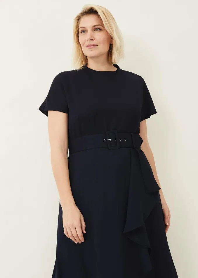 Mylee Belted Dress Navy Women Phase Eight Dresses