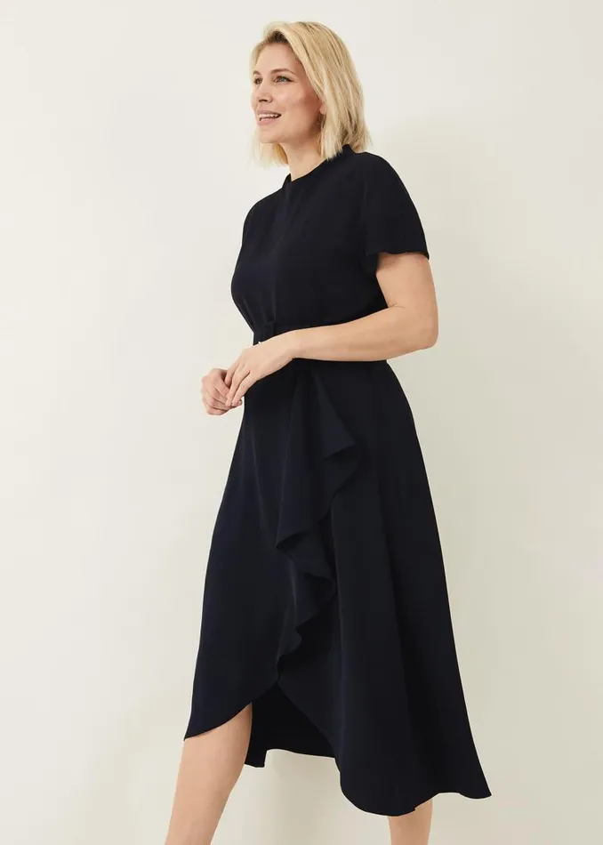 Mylee Belted Dress Navy Women Phase Eight Dresses