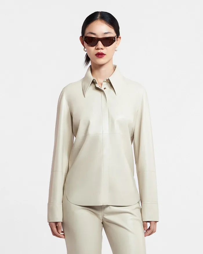 Naum Okobor AltLeather Shirt Creme Women Nanushka Tops