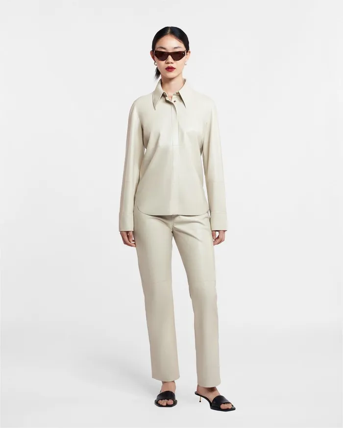 Naum Okobor AltLeather Shirt Creme Women Nanushka Tops