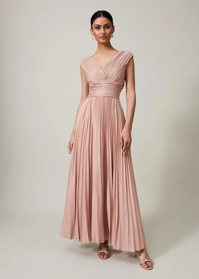 Nelly Pleat Dress Pink Champagne Women Phase Eight Dresses