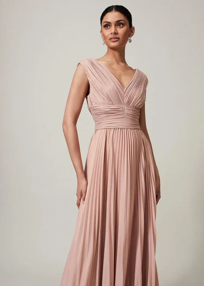 Nelly Pleat Dress Pink Champagne Women Phase Eight Dresses