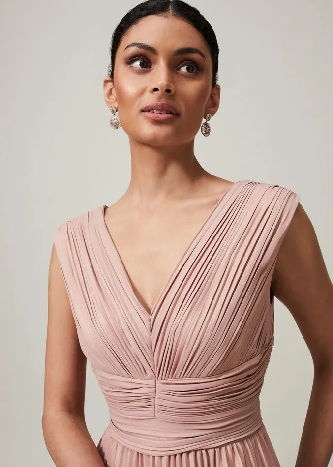 Nelly Pleat Dress Pink Champagne Women Phase Eight Dresses