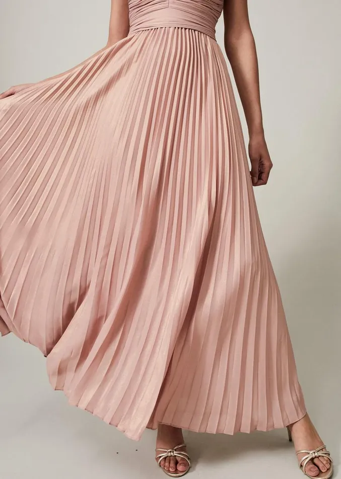 Nelly Pleat Dress Pink Champagne Women Phase Eight Dresses