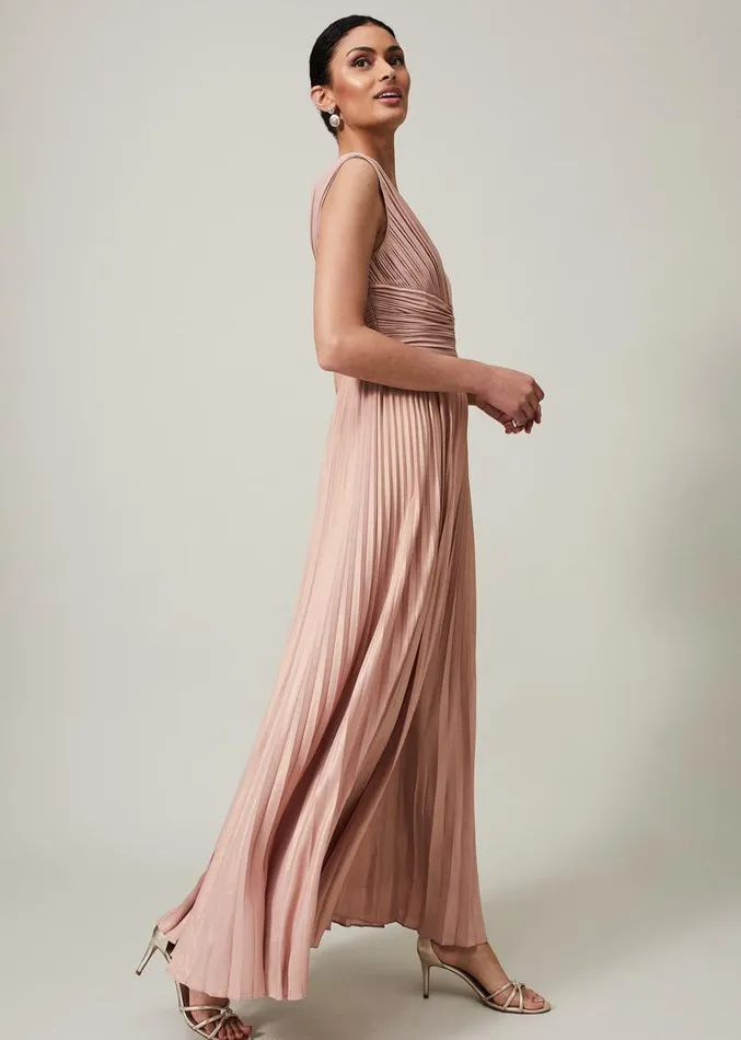 Nelly Pleat Dress Pink Champagne Women Phase Eight Dresses